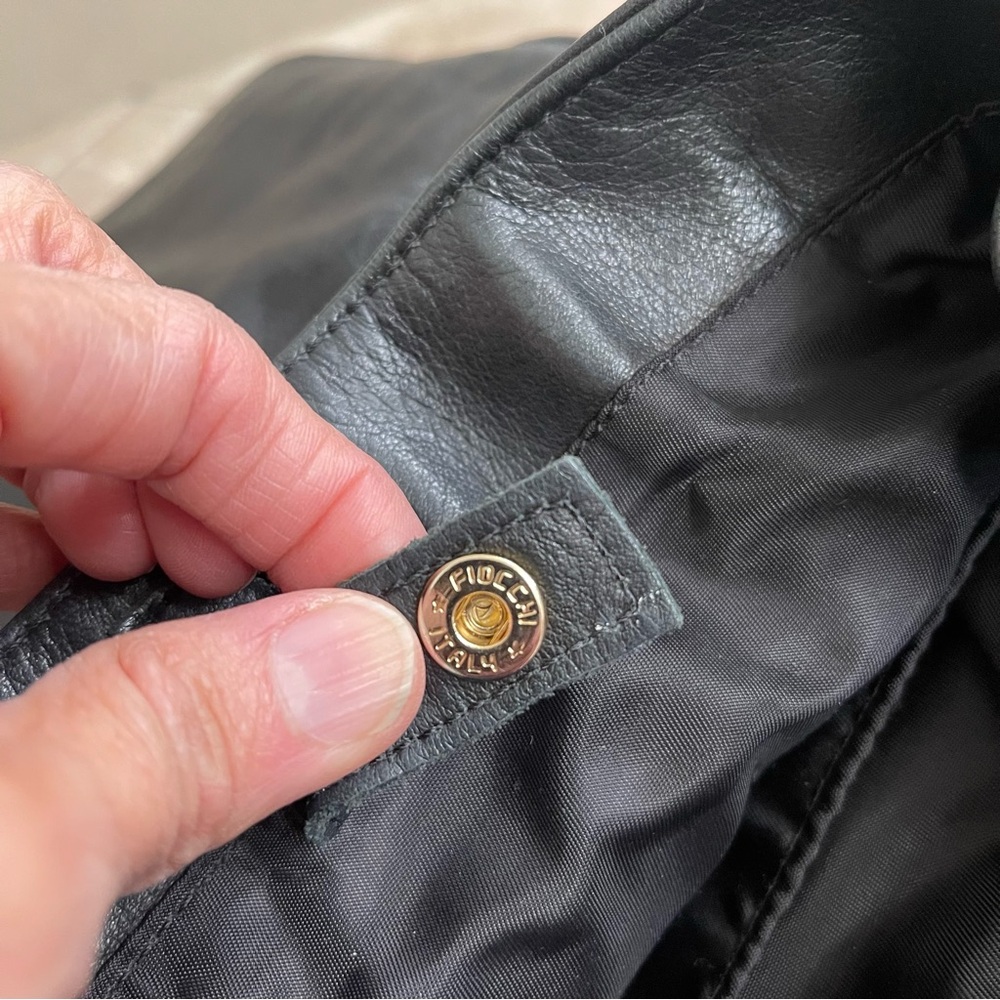 Fiocci Black‎ Made In Italy Backpack  Pockets Leather & Canvas Adjustable Straps - Picture 8 of 14